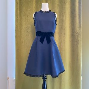 Kate Spade Navy Fit & Flare Dress with Black Velvet Bow